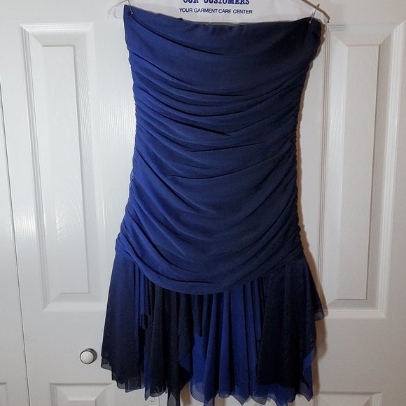 Fun Party Dress - Blue/Black by Blondie Nites - Size S -  Handkerchief Skirt - Picture 2 of 8
